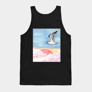Seagull flying over pastel clouds Tank Top